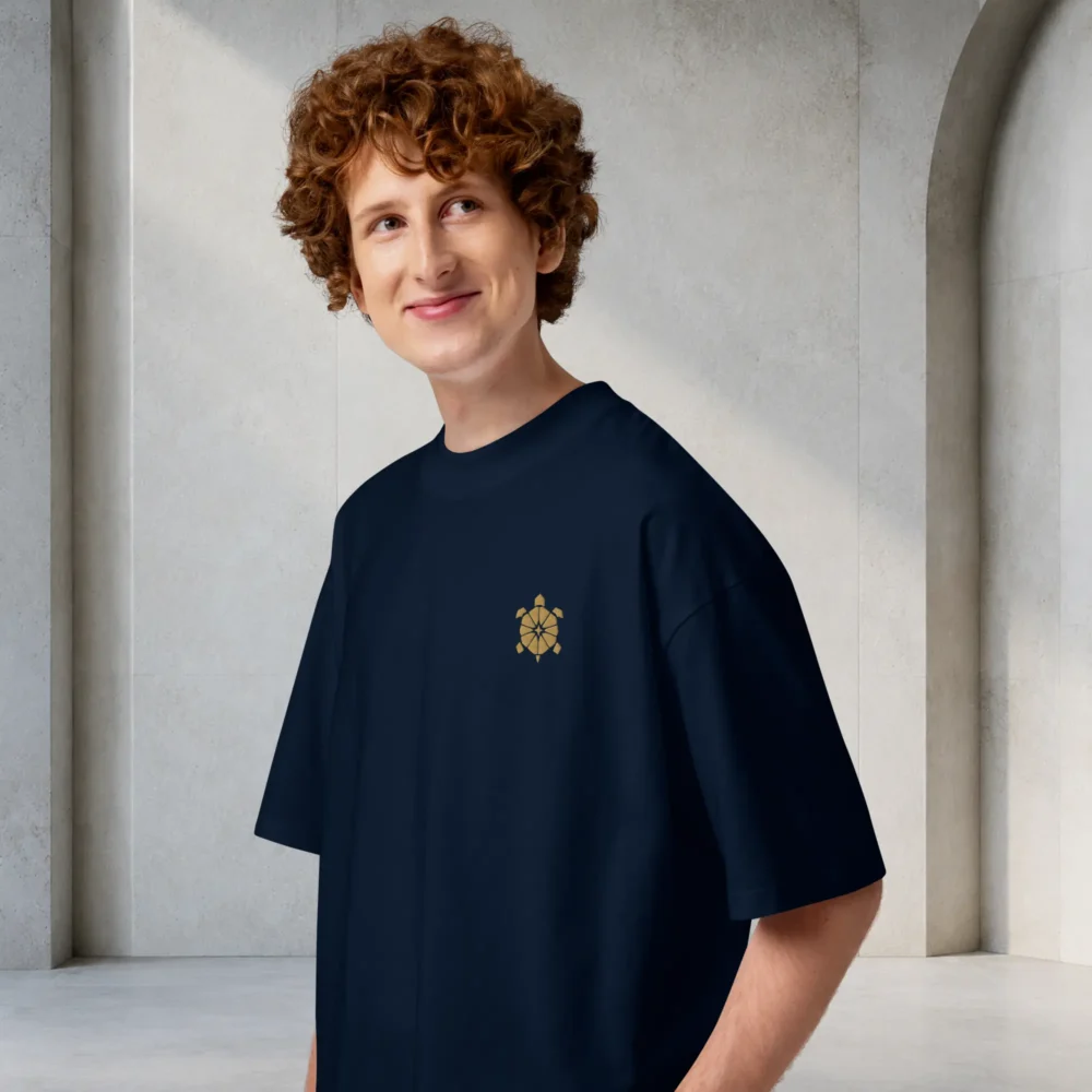 unisex-organic-oversized-high-neck-blaster-2.0-t-shirt-french-navy-left-6a97eed50535c First Orbit Organic Oversized T-Shirt